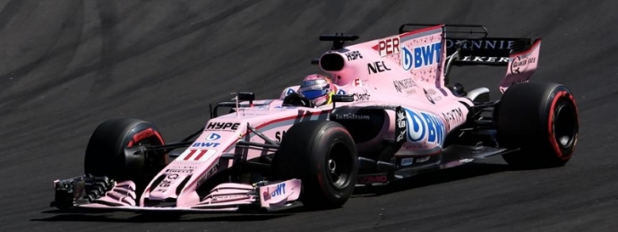 Sergio Checo Perez piloto que avanza mas posiciones en el GP de Hungría en Hungaroring.