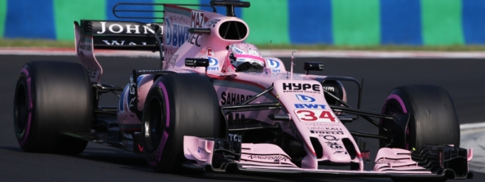 Nikita Mazepin a bordo de la Pantera Rosa de Force India en Hungaroring.