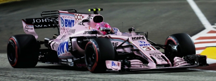 Esteban Ocon el mas rapido en el speed trap de Marina Bay en Singapur GP.