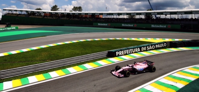 Sergio Checo Pérez fuera del top 10 de los primeros ensayos del GP de Brasil. @omarketingf1