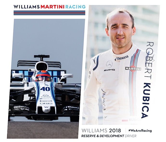 Robert Kubika Piloto reserva y de desarrollo de Williams 2018. @omarketingf1