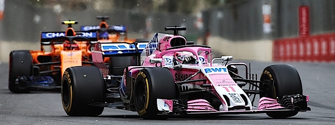 Checo Pérez termina en tercero del GP de Azerbaiyán 2018