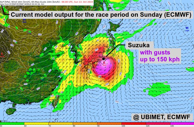 Bajo amenaza el GP de Japón por el tifón Hagibis
